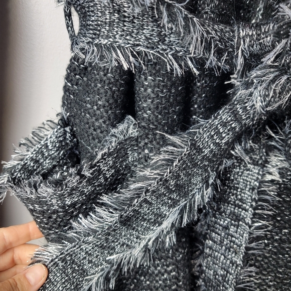 Carol Christian Women S Silver Knit Shiny Open Front Belted Sweater Coat Jacket - Picture 9 of 12